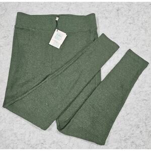 by egreis Knit Ribbed Pants Cotton Blend, Green, Leggings, Sz L, New, NWT